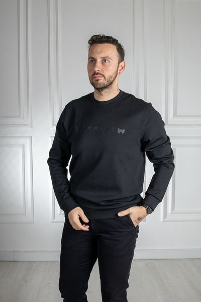 Sarar Черен суитшърт с О-образно деколте и щампа Interview Sarar