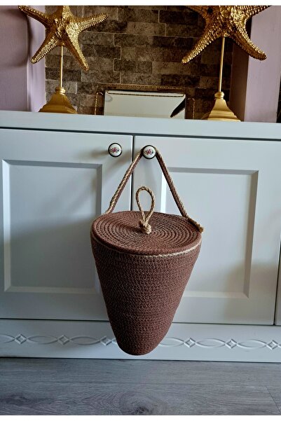 EGE ÖRGÜM حامل الأكياس باللون البني مع غطاء منظم الأكياس 30x20 سم