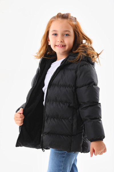 Genel Markalar Kız Erkek Su Ve Rüzgar Geçirmez Iç Polar, Kapüşonlu, Cepli Şişme Dolumlu Çocuk Mont