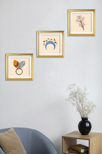 Nobbystar Adhesive Detachable Classic Gold Square Frames - Pack of 3 21x21cm