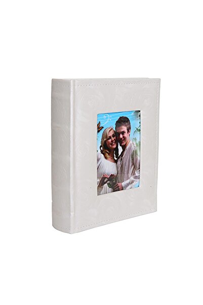 Nobbystar ألبوم صور نافذة من الجلد الحقيقي مكون من 100 قطعة بنمط وردة بلون كريمي - 15x21 سم