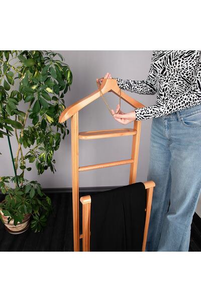 Refilya Ikili Dilsiz Uşak Açık Kahverengi Masif Ahşap Palto Ceket Cüppe Ofis ...