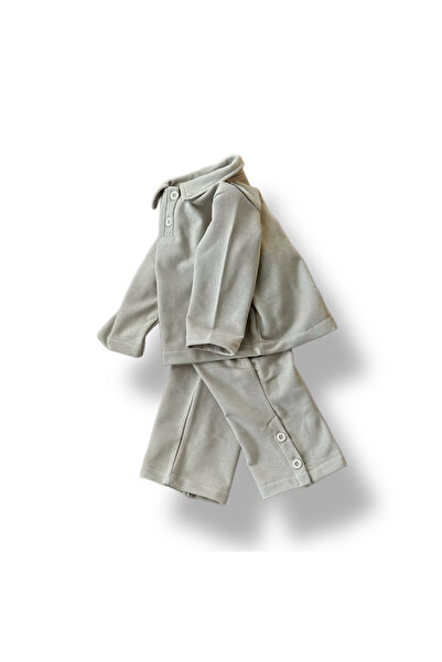 Zebra UNISEX CHARM-FREE BOTTOM TOP SET WITH COLLAR AND LEGDETAIL