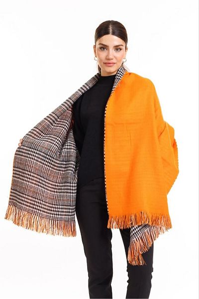 Wearflawless Eșarfă cu textura din lână cu model în carouri pe două fețe