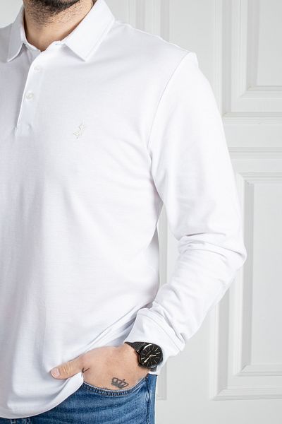 Sarar White Polo Collar 100% Cotton Wraps Sweatshirt