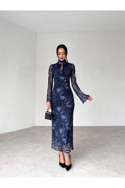 LİSAA BUTİK Rochie din tul cu model floral de lungime midi