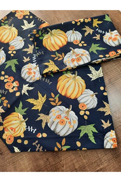 kozalak home Kabak Halloween Desenli, Runner Lacivert Zemin