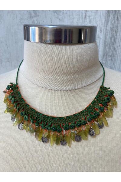 KAFTAN TAKI TASARIM Antika Işli Doğal Taşlı Kolye