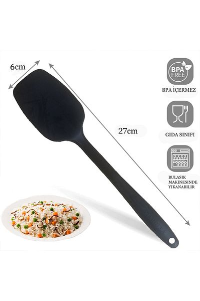 viarella Silicone Spoon Large Size Fireproof Non-Stick Non-Scratch Black