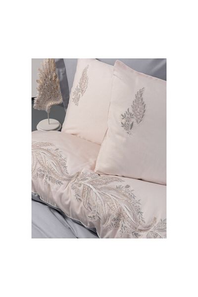 ŞENER HOME Cottonbox Brode Satin - Σετ Παπλωματοθήκη Διπλό Γκρι
