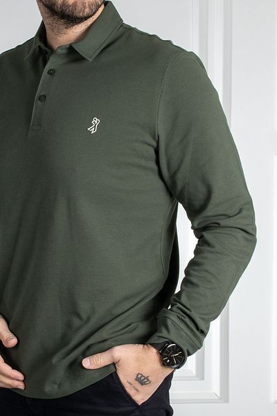 Sarar Συνέντευξη Saris Polo Neck 100% βαμβακερό χακί πράσινο φούτερ