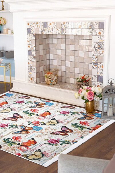 Dijidekor Kaymaz Taban Dijital Halı Kelebek Desen Salon Banyo  Çocuk Koridor ...