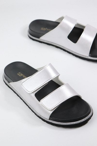KOÇYİĞİTLER Ceyo - 9988-1 Silver Double Velcro Women's Orthopedic Slippers