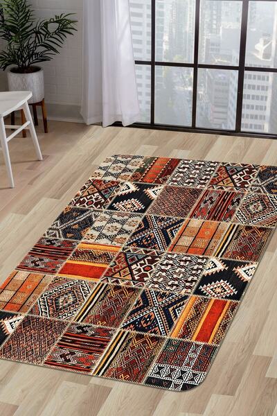 Dijidekor K1300 Patchwork Saçaksız Dijital Halı Kaymaz Yıkanabilir Oda Mutfak...