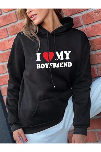 AEMİ Ženska majica tipa "boyfriend" Štampano Sa kapuljačom za Dan zaljubljeni...