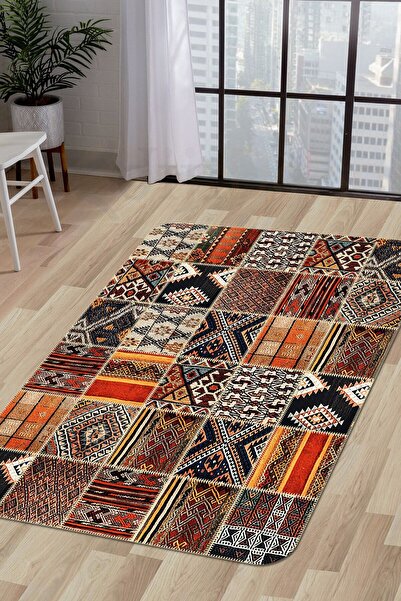 Dijidekor K1300 Patchwork Saçaksız Dijital Halı Kaymaz Yıkanabilir Oda Mutfak...