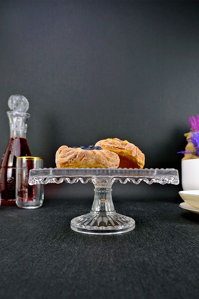 Digithome Glass Serving Plate Presentation Cake Stand Square 18 Cm – SN.DMR.101 C1-1-288