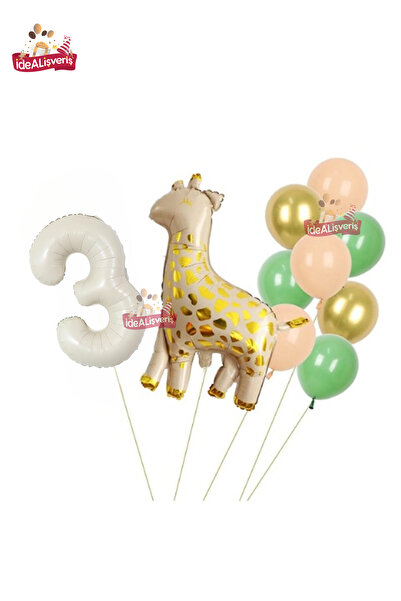 Bkmc Set de petrecere pentru ziua de naștere cu balon din folie cremă Girafă ...