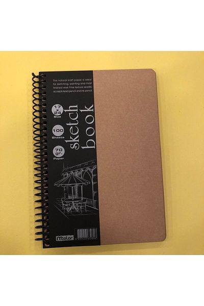 mcolor 17x24 Kraft Sheet Spiral Hard Kraft Cover Sketch Book 70 gr 100 Sheets