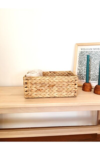 KaiHome سلة / منظم مستطيلة متينة من الخوص مقاس 30 × 17 × 12 سم