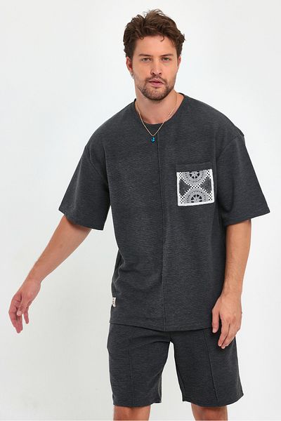 PELİTİSS 2-Piece Set Shorts and T-Shirt Oversize Fit with Pocket Detail