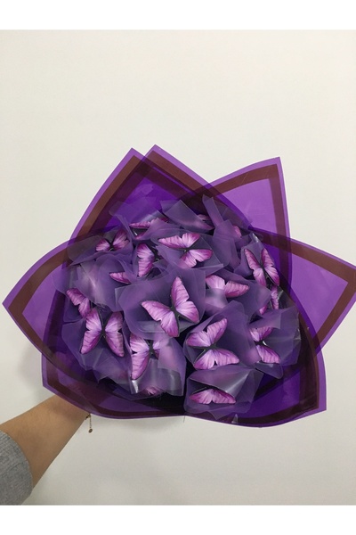 EK PAZARLAMA LED IŞIKLI 20 Lİ MOSMOR KELEBEK ÇİÇEK BUKETİ