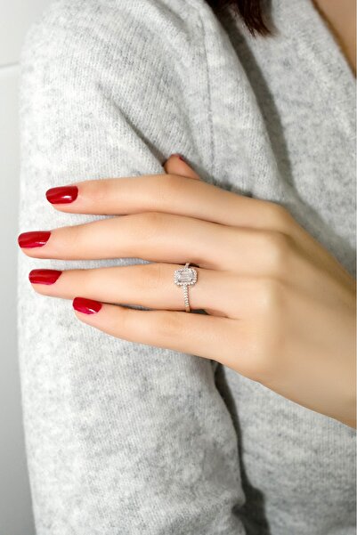 aytekgold Baget Taşlı Yüzük 14 Ayar