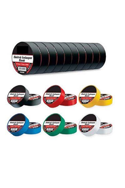 10 Adet 19Mm x 10Yds Elektrik Bandı Izole Bant