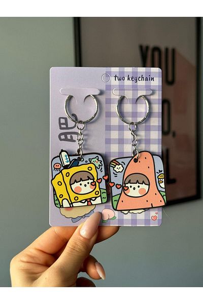 Planet Butik سبونج بوب باتريك 2 قطعة سلسلة مفاتيح