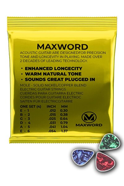Maxword GT-Acoustic Quality Acoustic Guitar String 1 Set Set (Pena Gift)