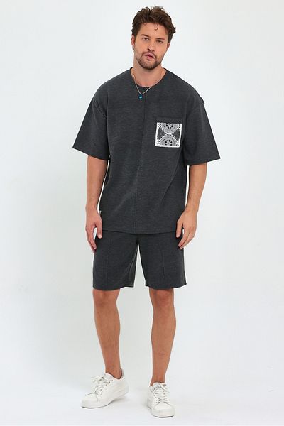 PELİTİSS 2-Piece Set Shorts and T-Shirt Oversize Fit with Pocket Detail