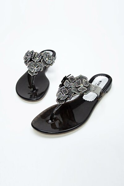 Marzetti Clara Women's Transparent Black Leather Flat Slippers