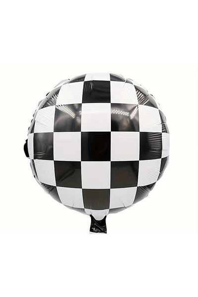 Çemrek Süs Parti Checkered Round Foil Balloon 18 inch