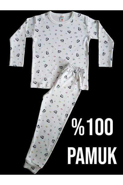 Çamaşır Bahçesi Set de pijamale pentru copii cu mâneci lungi cu model#pandadesenlipijamatakim#laundry garden