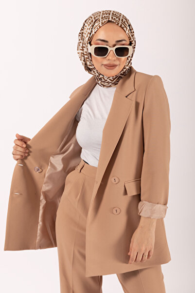 Stilife Four Button Jacket Set Camel