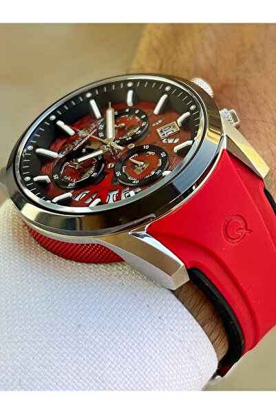 Quantum Fonksiyonları Aktif Kırmızı Renk Silikon Kordon Çelik Kasa Erkek Kol Saati 1095658