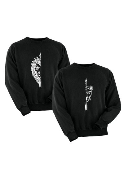 Unique Dişi ve Erkek Aslan Çiftler Sevgili Çift Kombini Tasarım Sweat