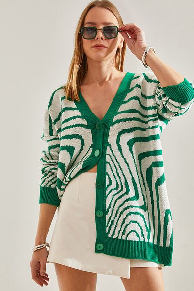 Bianco Lucci Dámský oversize pletený svetr se vzorem Zebra