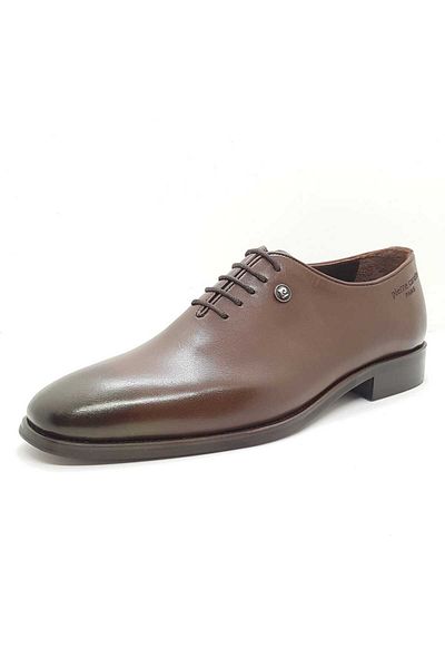 Pierre Cardin кафяви класически мъжки обувки от естествена кожа с връзки, модел с неолитова подметка