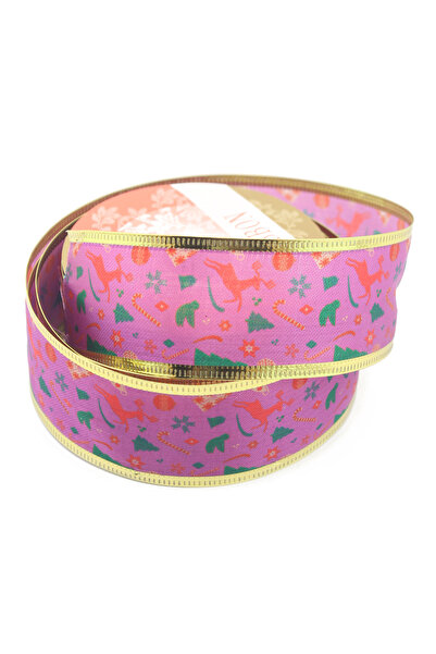Lora Wedding 2.7m 38mm Wide New Year Themed Imported Ribbon with Wire Edges