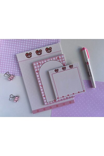 Efsu Çilek Basic Ayıcık Set Memopad/notepad/defter