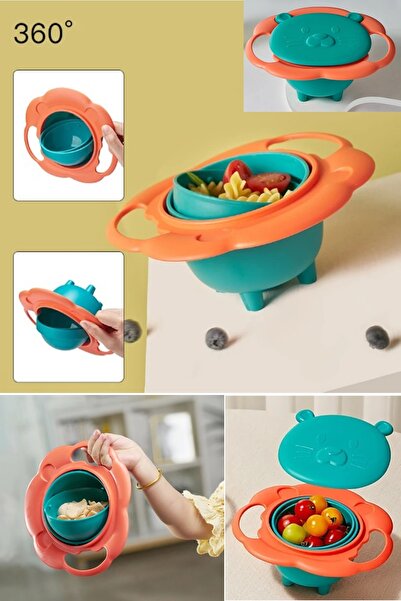 İndirimKap 360° Dönen Bebek Dökülmeyen Tabak Mama Tabağı