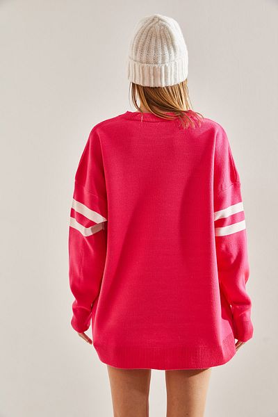 Bianco Lucci Women's Oversize Printed Knitwear Sweater