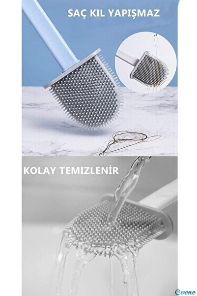 Kitchen Beauty Beyaz Renk Silikon Banyo Tuvalet Klozet Temizleme Fırçası Ve Tutucu Set