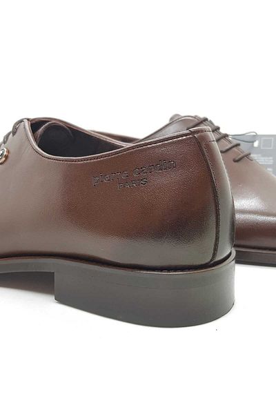 Pierre Cardin кафяви класически мъжки обувки от естествена кожа с връзки, модел с неолитова подметка