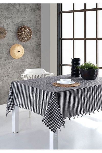 Lux Touch Pânză Neagră pentru Picnic Zifir 160 X 160 Cm Veselă Față de masă Pânză