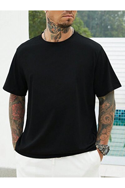 OVER HEAD Tricou negru uni oversize pentru bărbați