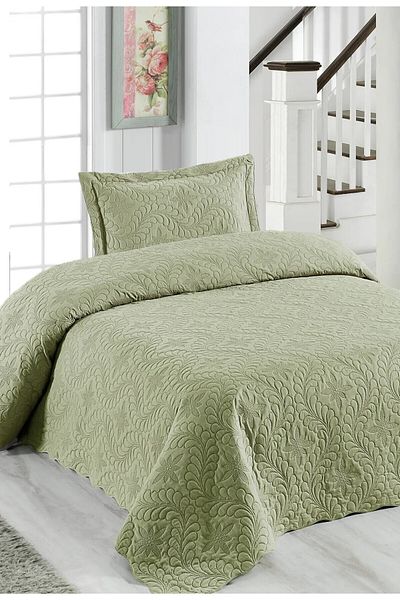 Örtüm Ivy Khaki Single Microfiber Quilted Bedspread