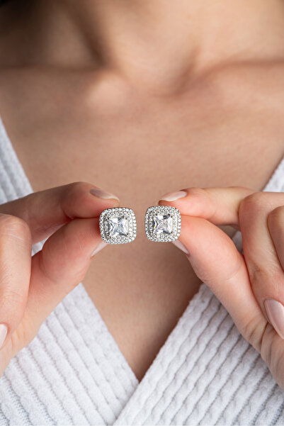 Silvano Jewelry 925 Ayar Gümüş Tektaş Çivili Küpe