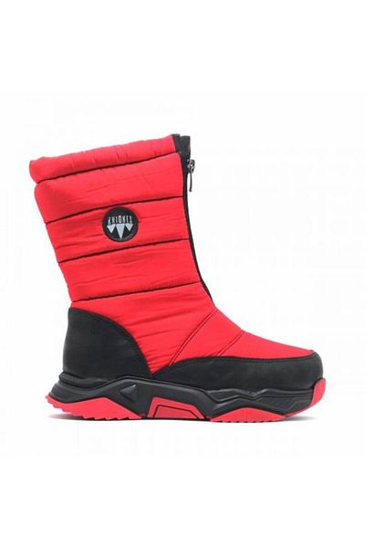 KHIONES Red Front Zipper Girl's Snow Boots